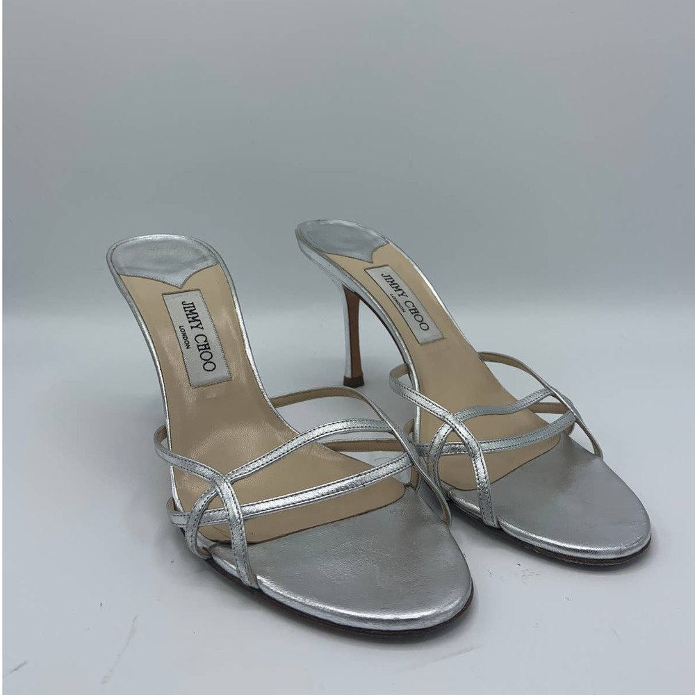 Jimmy Choo Silver Metallic Strappy Heels